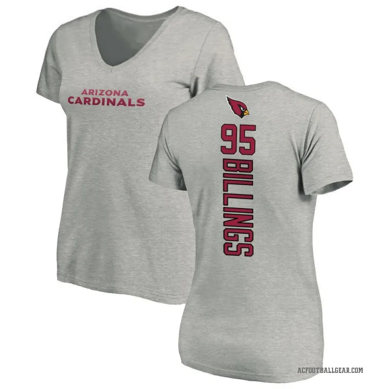 Andrew Billings Women's Ash Arizona Cardinals Backer V-Neck T-Shirt -
