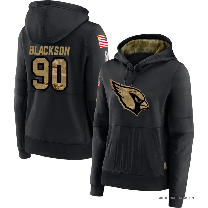 Angelo Blackson Women's Black Arizona Cardinals 2020 Salute to Service Sideline Performance Pullover Hoodie