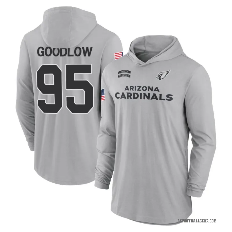 Anthony Goodlow Men's Gray Arizona Cardinals 2024 Salute to Service Lightweight Performance Long Sleeve Hooded T-Shirt