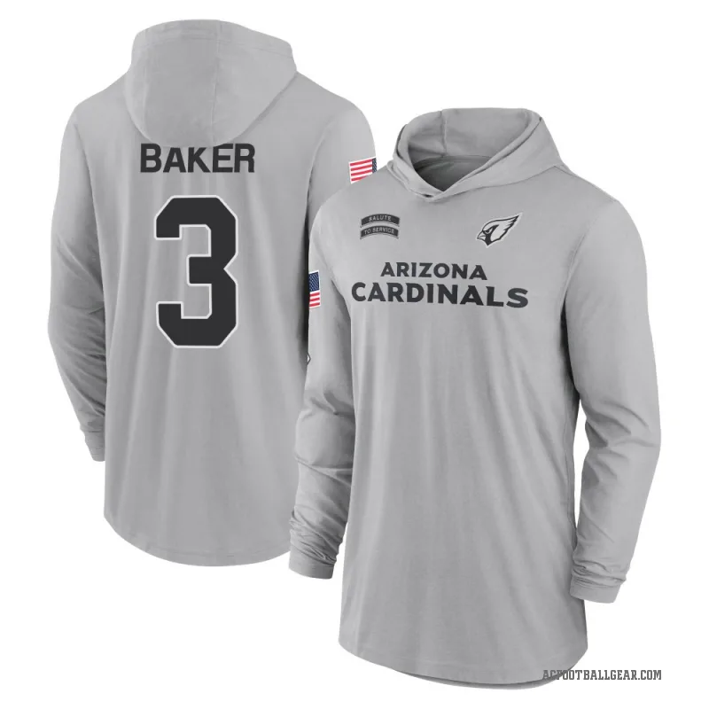 Budda Baker Men's Gray Arizona Cardinals 2024 Salute to Service Lightweight Performance Long Sleeve Hooded T-Shirt
