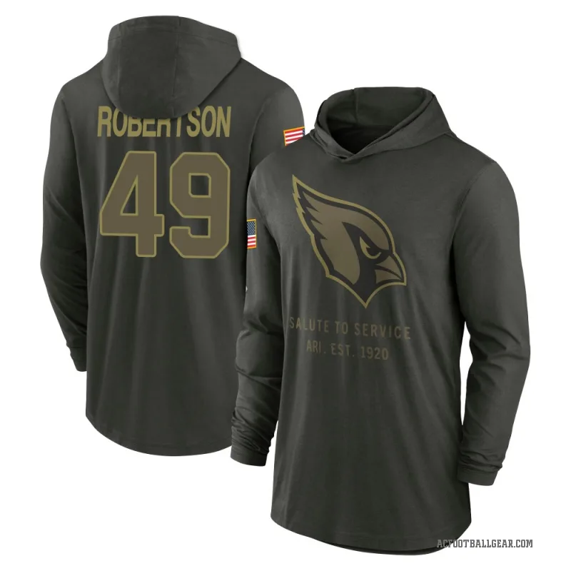 Cameron Robertson Men's Green Arizona Cardinals Forest/ 2025 Salute to Service Sideline Lightweight Hooded Pullover Long Sleeve 