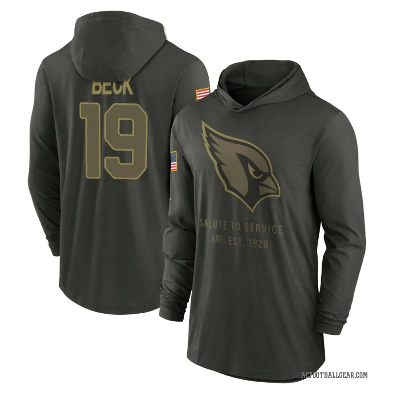 Carson Beck Men's Green Arizona Cardinals Forest/ 2025 Salute to Service Sideline Lightweight Hooded Pullover Long Sleeve T-Shir
