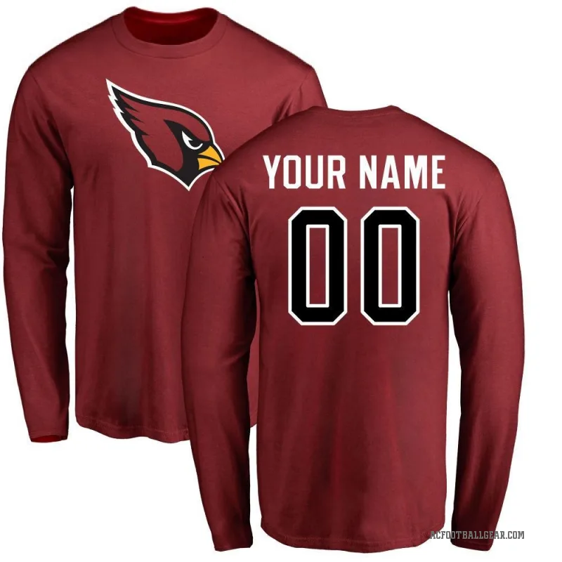 Custom Men's Arizona Cardinals Logo Long Sleeve T-Shirt - Maroon