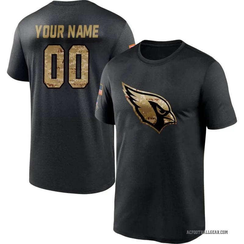Custom Men's Black Arizona Cardinals 2020 Salute To Service Performance T-Shirt