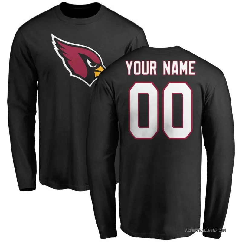 Custom Men's Black Arizona Cardinals Logo Long Sleeve T-Shirt -