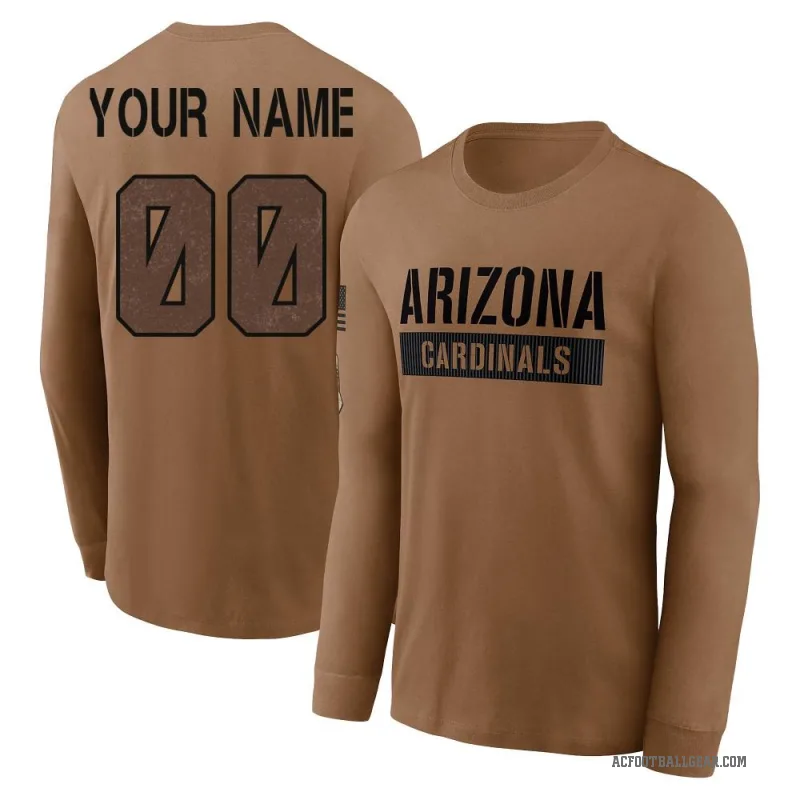 Custom Men's Brown Arizona Cardinals 2023 Salute To Service Long Sleeve T-Shirt