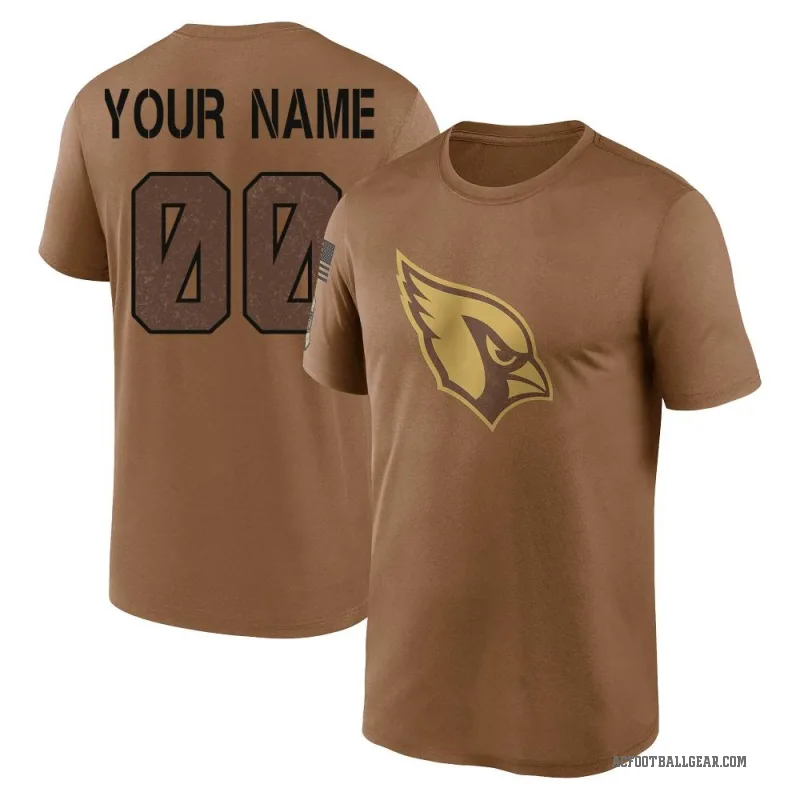 Custom Men's Brown Arizona Cardinals 2023 Salute To Service Performance T-Shirt