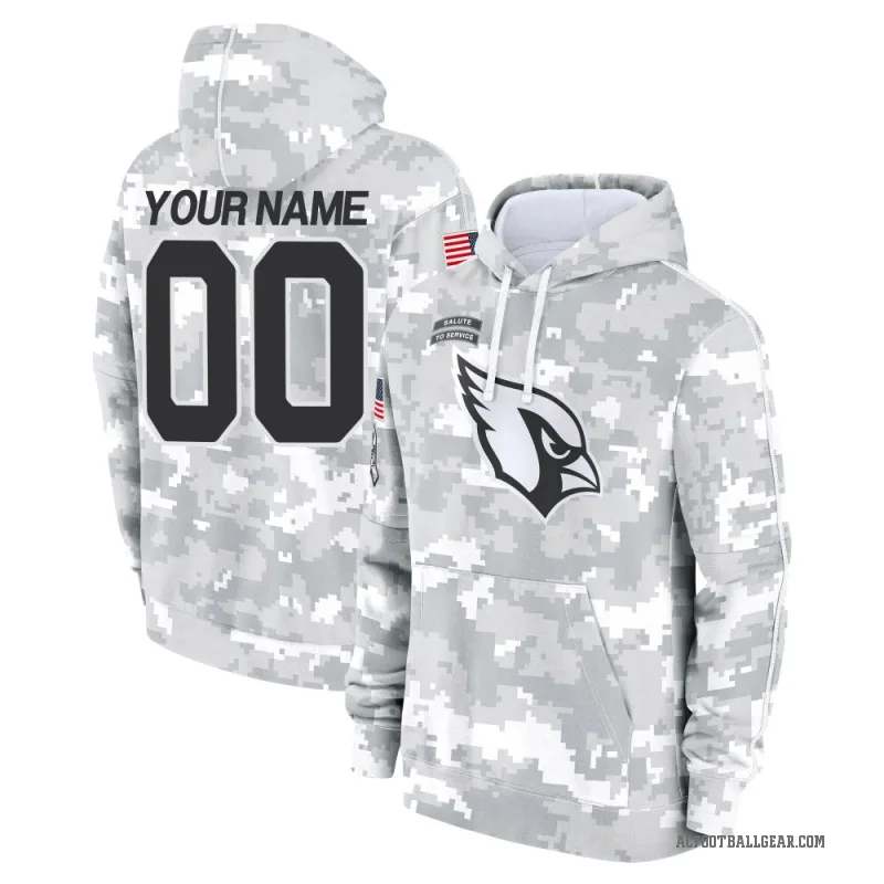 Custom Men's Camo Arizona Cardinals Arctic 2024 Salute to Service Club Fleece Pullover Hoodie
