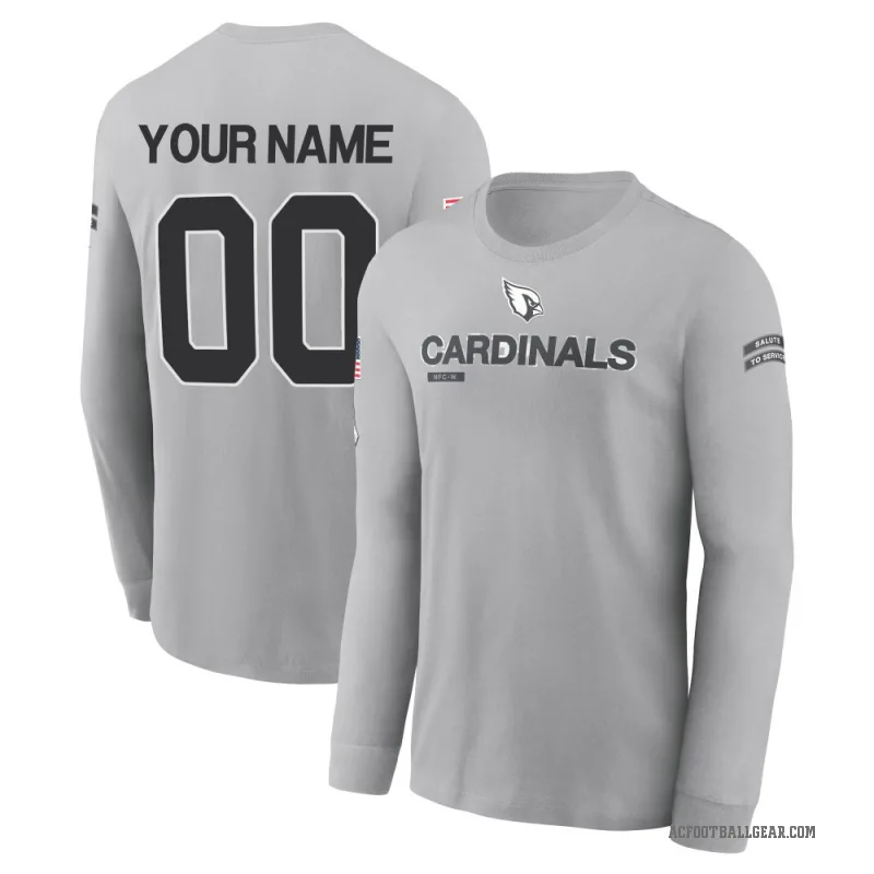 Custom Men's Gray Arizona Cardinals 2024 Salute to Service Long Sleeve T-Shirt