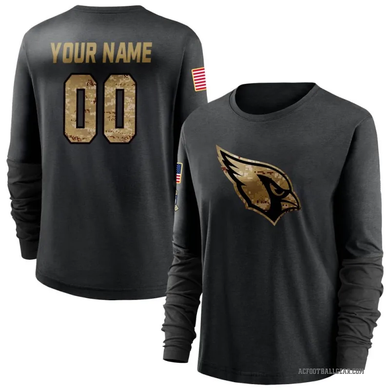 Custom Women's Black Arizona Cardinals 2020 Salute To Service Sideline Performance Long Sleeve T-Shirt