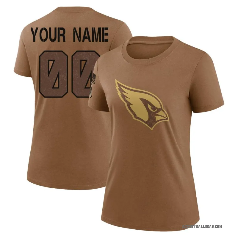 Custom Women's Brown Arizona Cardinals 2023 Salute To Service Performance T-Shirt