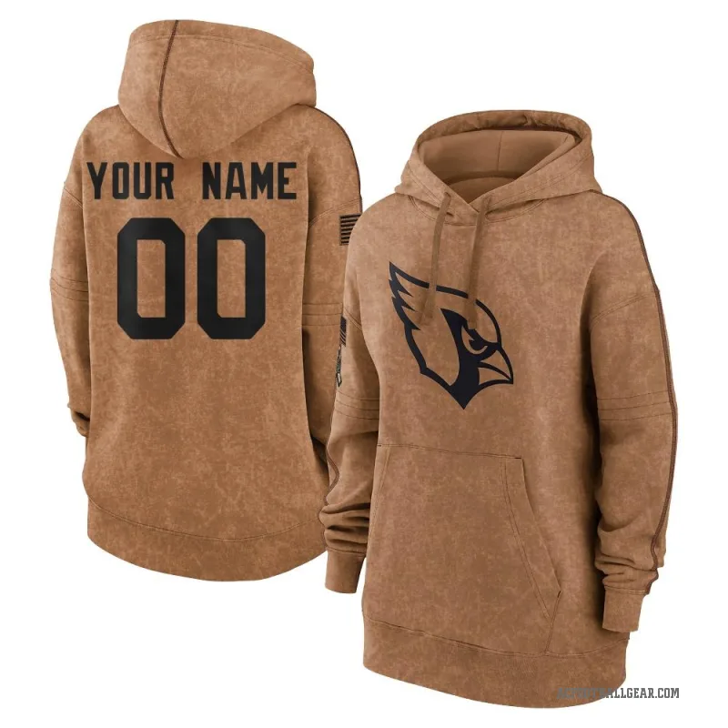 Custom Women's Brown Arizona Cardinals 2023 Salute To Service Pullover Hoodie