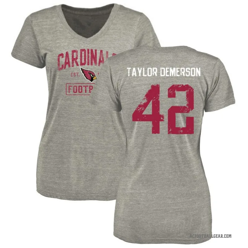 Dadrion Taylor-Demerson Women's Gray Arizona Cardinals Heather Distressed V-Neck T-Shirt