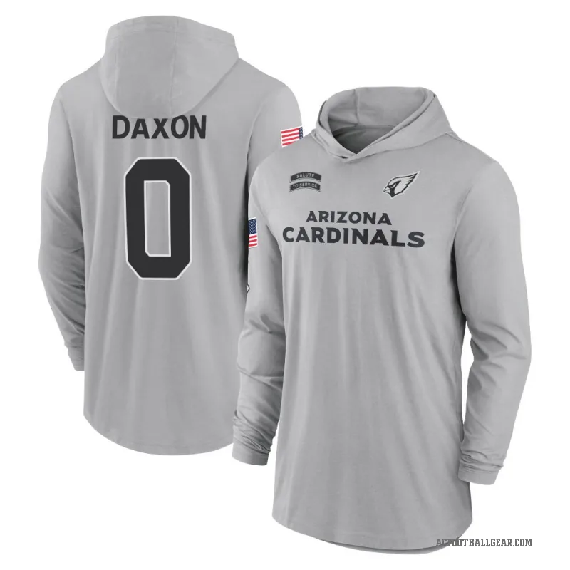 Denzel Daxon Men's Gray Arizona Cardinals 2024 Salute to Service Lightweight Performance Long Sleeve Hooded T-Shirt