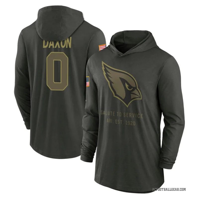 Denzel Daxon Men's Green Arizona Cardinals Forest/ 2025 Salute to Service Sideline Lightweight Hooded Pullover Long Sleeve T-Shi