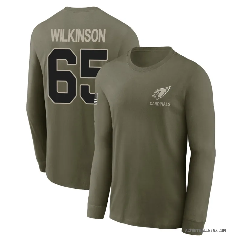 Elijah Wilkinson Men's Olive Arizona Cardinals 2025 Salute to Service Sideline Long Sleeve T-Shirt