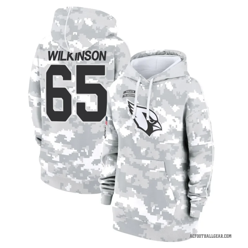 Elijah Wilkinson Women's Camo Arizona Cardinals Arctic 2024 Salute to Service Club Fleece Pullover Hoodie