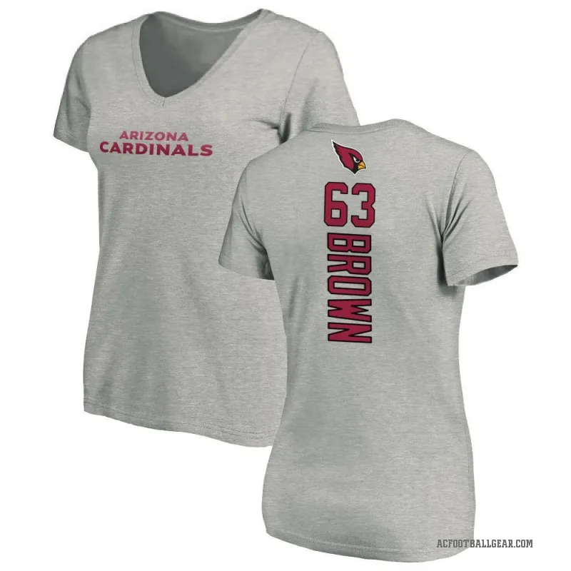 Evan Brown Women's Brown Arizona Cardinals Backer V-Neck T-Shirt - Ash