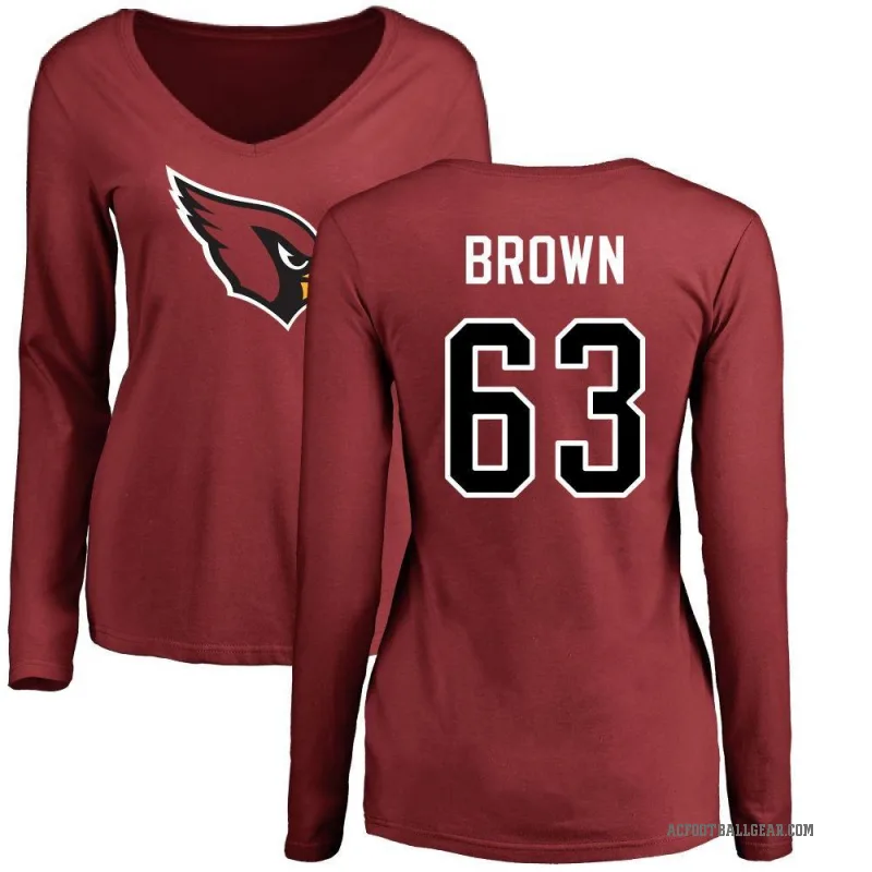 Evan Brown Women's Brown Arizona Cardinals Logo Slim Fit Long Sleeve T-Shirt - Maroon