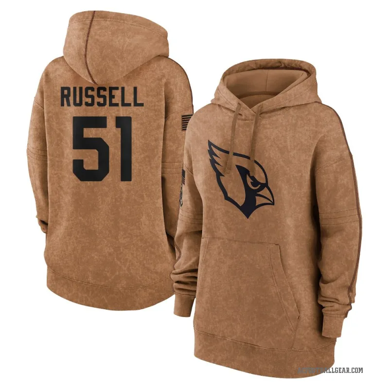 J.J. Russell Women's Brown Arizona Cardinals 2023 Salute To Service Pullover Hoodie