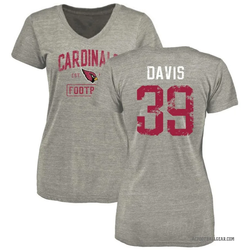 Jaden Davis Women's Gray Arizona Cardinals Heather Distressed V-Neck T-Shirt