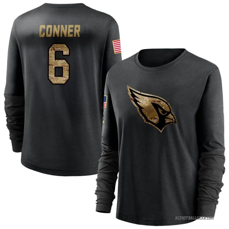 James Conner Women's Black Arizona Cardinals 2020 Salute To Service Sideline Performance Long Sleeve T-Shirt