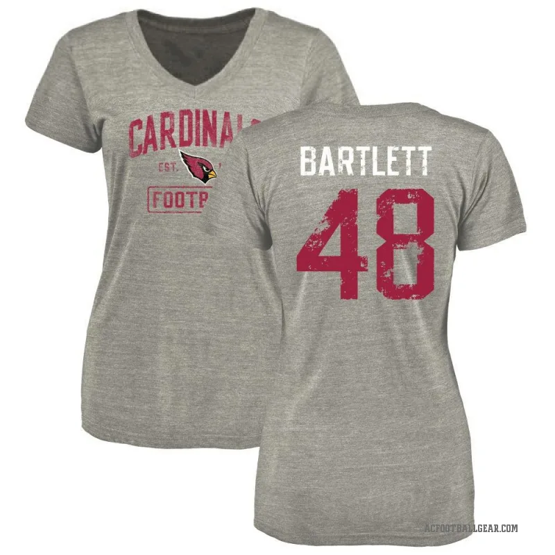 Jared Bartlett Women's Gray Arizona Cardinals Heather Distressed V-Neck T-Shirt