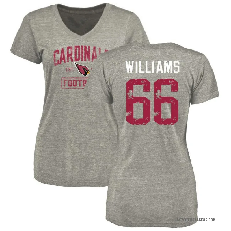 Jayden Williams Women's Gray Arizona Cardinals Heather Distressed V-Neck T-Shirt
