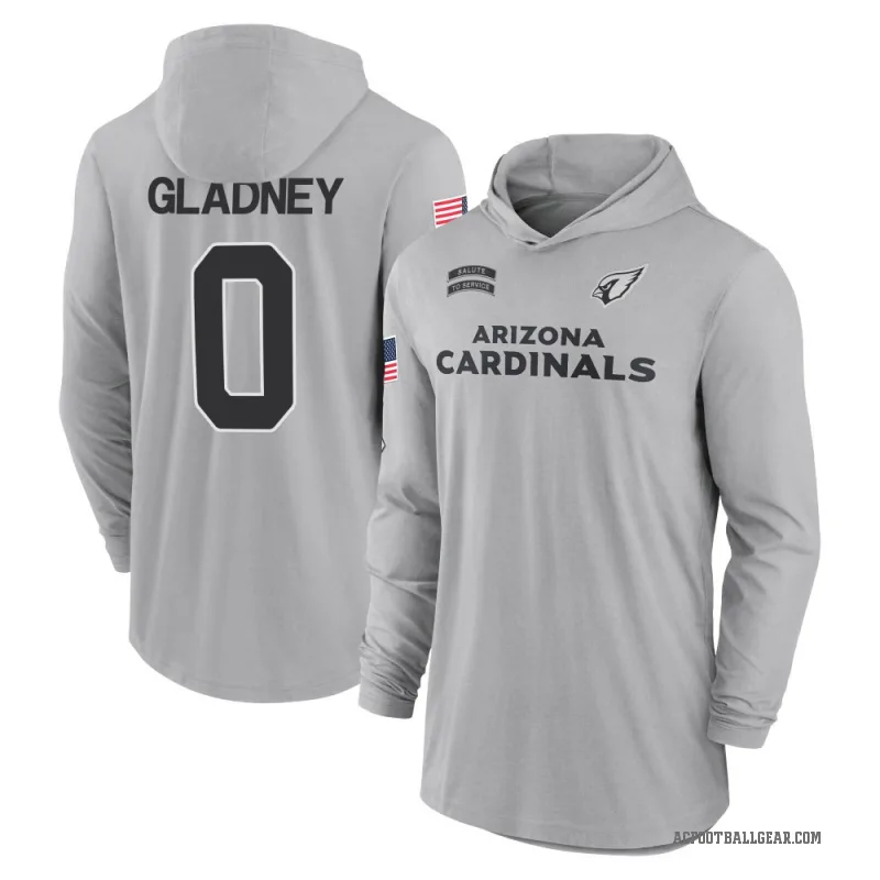 Jeff Gladney Men's Gray Arizona Cardinals 2024 Salute to Service Lightweight Performance Long Sleeve Hooded T-Shirt