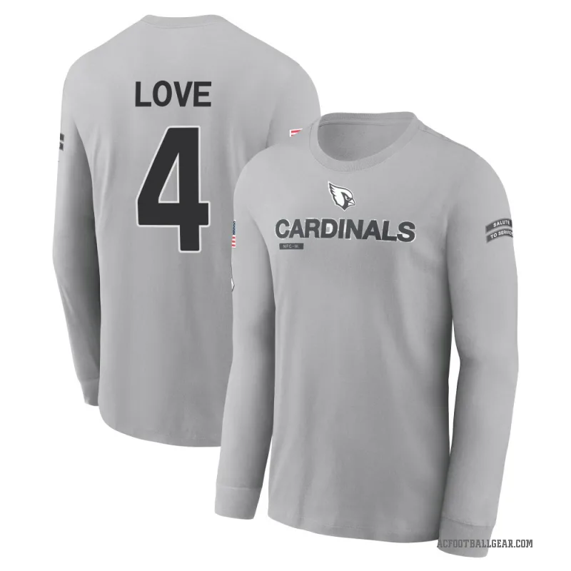 Jeremiyah Love Men's Gray Arizona Cardinals 2024 Salute to Service Long Sleeve T-Shirt
