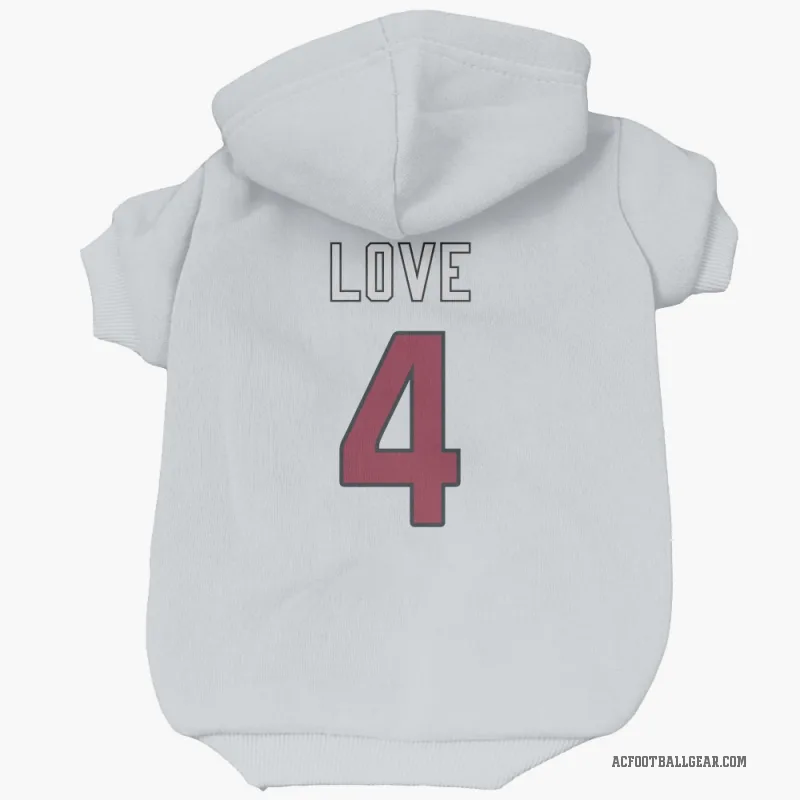 Jeremiyah Love  White Arizona Cardinals  Cat & Dog Pet Hoodie