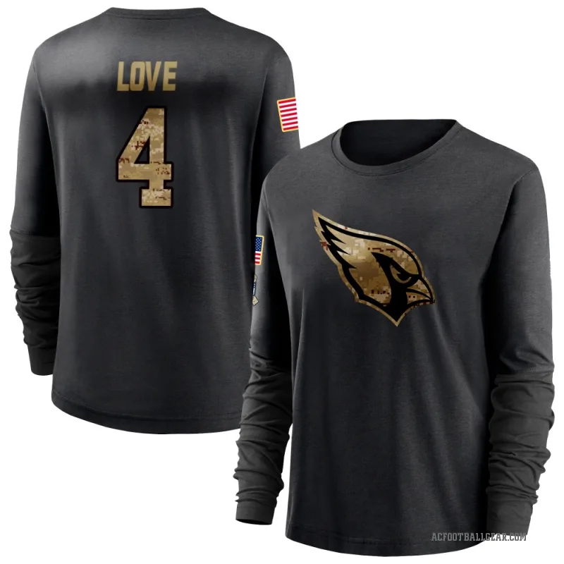 Jeremiyah Love Women's Black Arizona Cardinals 2020 Salute To Service Sideline Performance Long Sleeve T-Shirt