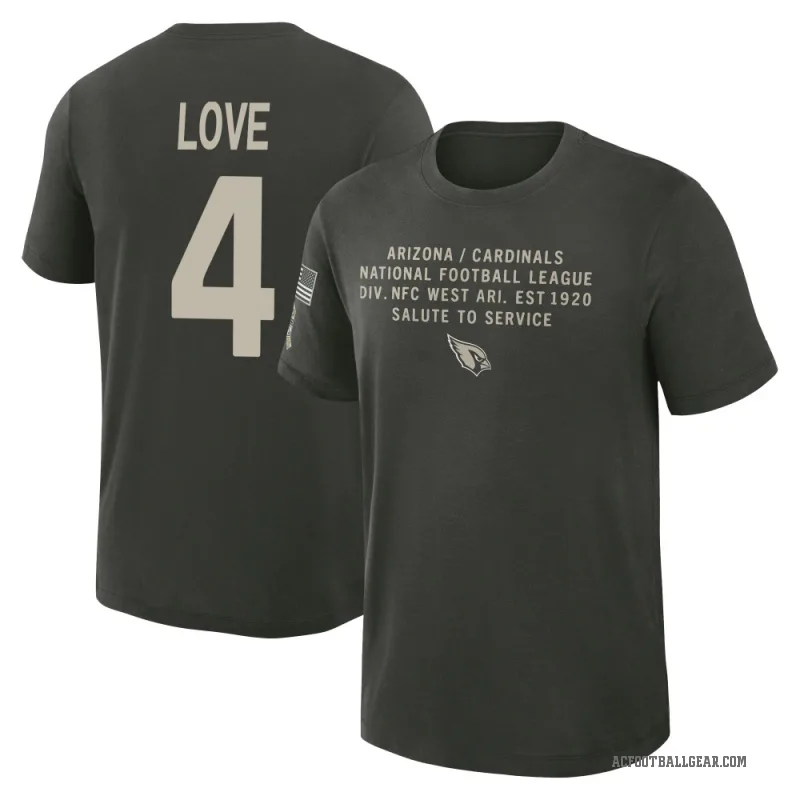 Jeremiyah Love Youth Green Arizona Cardinals Dark/ 2025 Salute to Service Sideline Slub T-Shirt