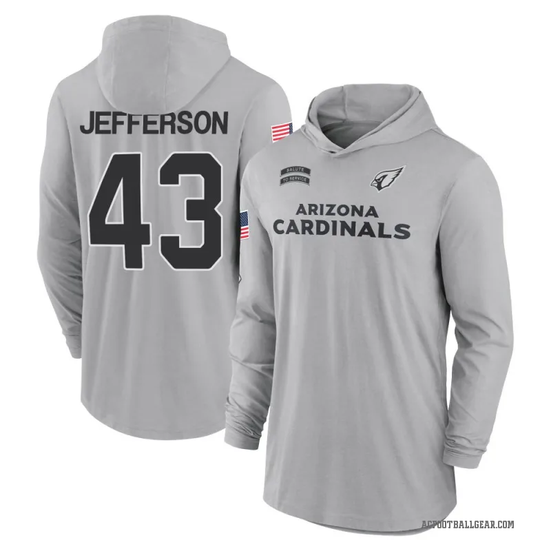 Jermar Jefferson Men's Gray Arizona Cardinals 2024 Salute to Service Lightweight Performance Long Sleeve Hooded T-Shirt