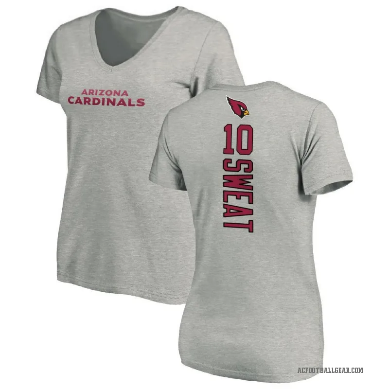 Josh Sweat Women's Ash Arizona Cardinals Backer V-Neck T-Shirt -