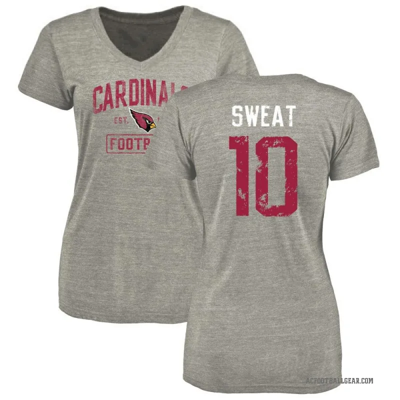 Josh Sweat Women's Gray Arizona Cardinals Heather Distressed V-Neck T-Shirt