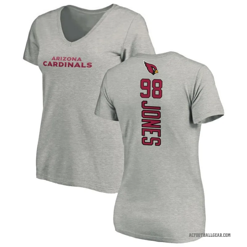 Justin Jones Women's Ash Arizona Cardinals Backer V-Neck T-Shirt -