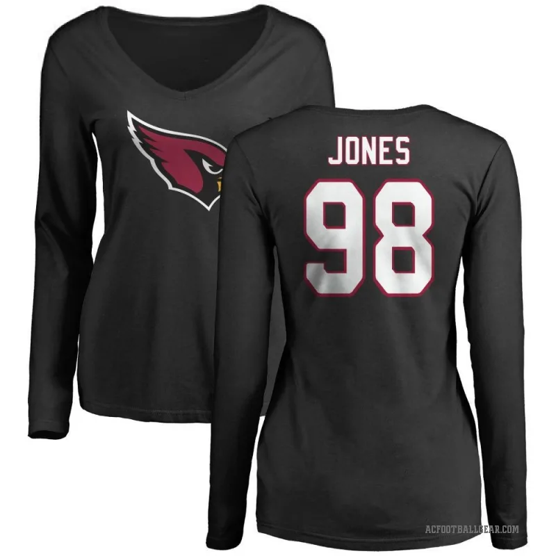 Justin Jones Women's Black Arizona Cardinals Logo Slim Fit Long Sleeve T-Shirt -