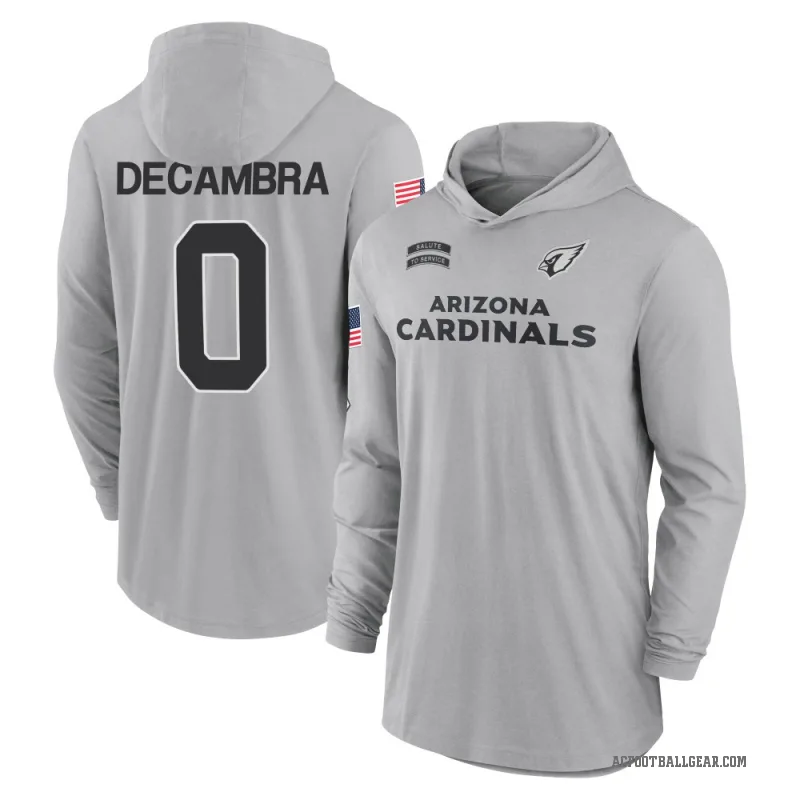 Ka'ena Decambra Men's Gray Arizona Cardinals 2024 Salute to Service Lightweight Performance Long Sleeve Hooded T-Shirt