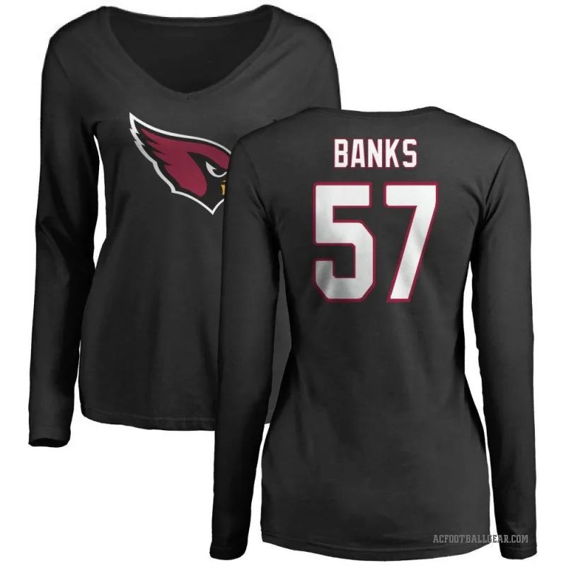 Keshawn Banks Women's Black Arizona Cardinals Logo Slim Fit Long Sleeve T-Shirt -