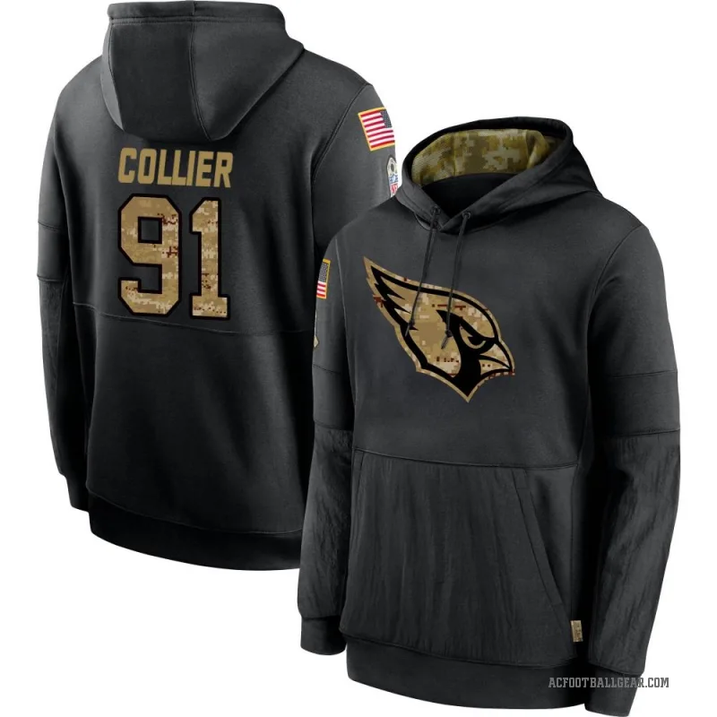 L.J. Collier Men's Black Arizona Cardinals 2020 Salute to Service Sideline Performance Pullover Hoodie