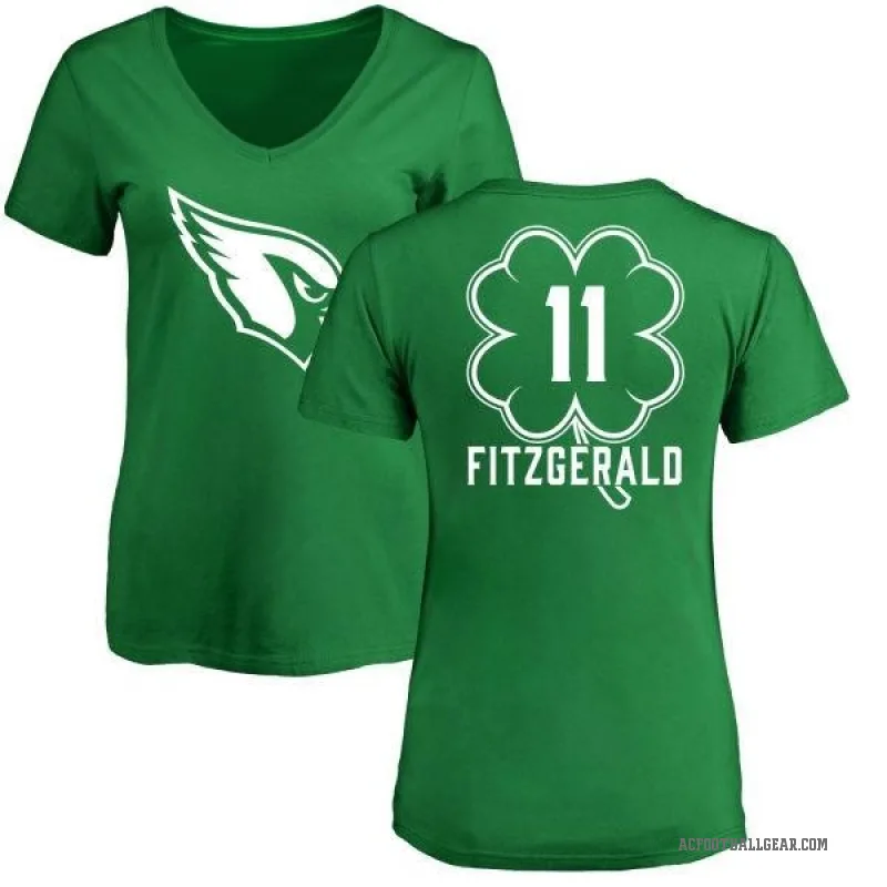 Larry Fitzgerald Women's Green Arizona Cardinals St. Patrick's Day V-Neck T-Shirt
