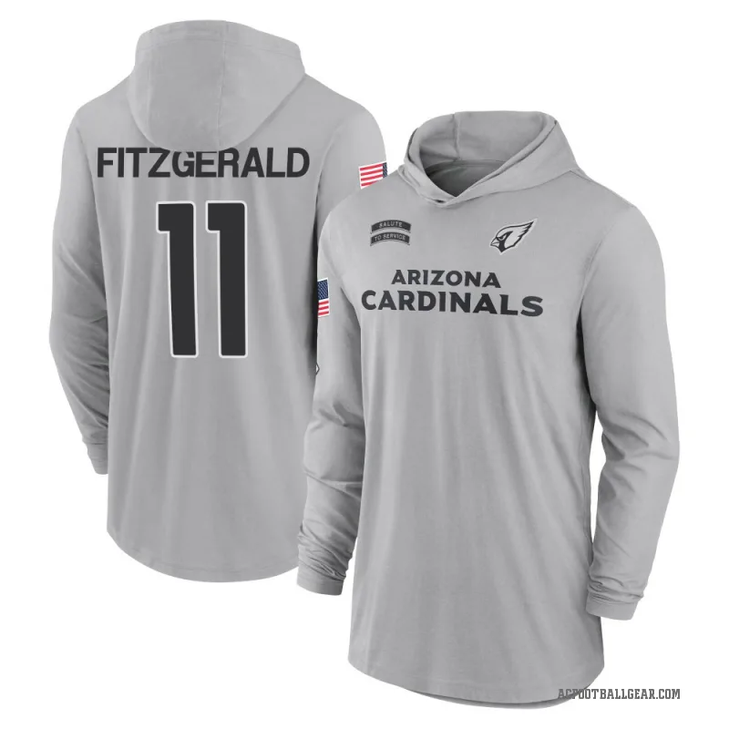 Larry Fitzgerald Youth Gray Arizona Cardinals 2024 Salute to Service Lightweight Performance Long Sleeve Hooded T-Shirt