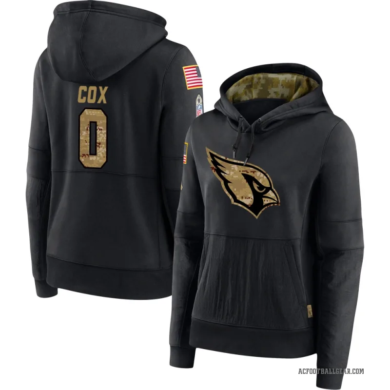 Marques Cox Women's Black Arizona Cardinals 2020 Salute to Service Sideline Performance Pullover Hoodie