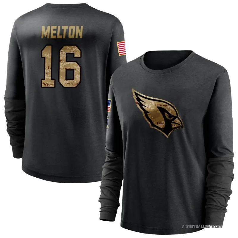 Max Melton Women's Black Arizona Cardinals 2020 Salute To Service Sideline Performance Long Sleeve T-Shirt