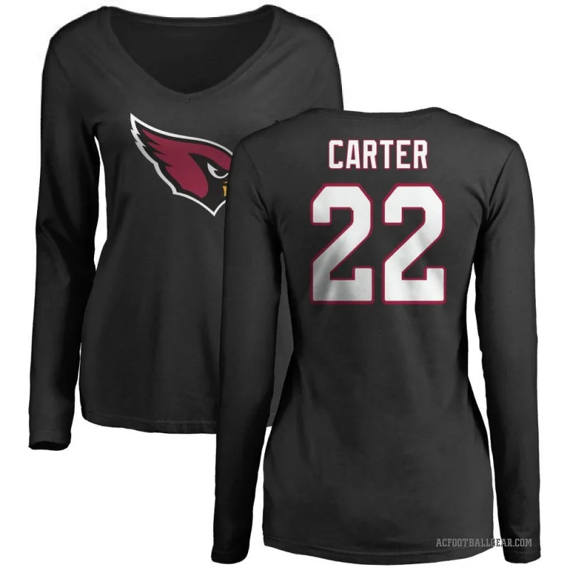 Michael Carter Women's Black Arizona Cardinals Logo Slim Fit Long Sleeve T-Shirt -