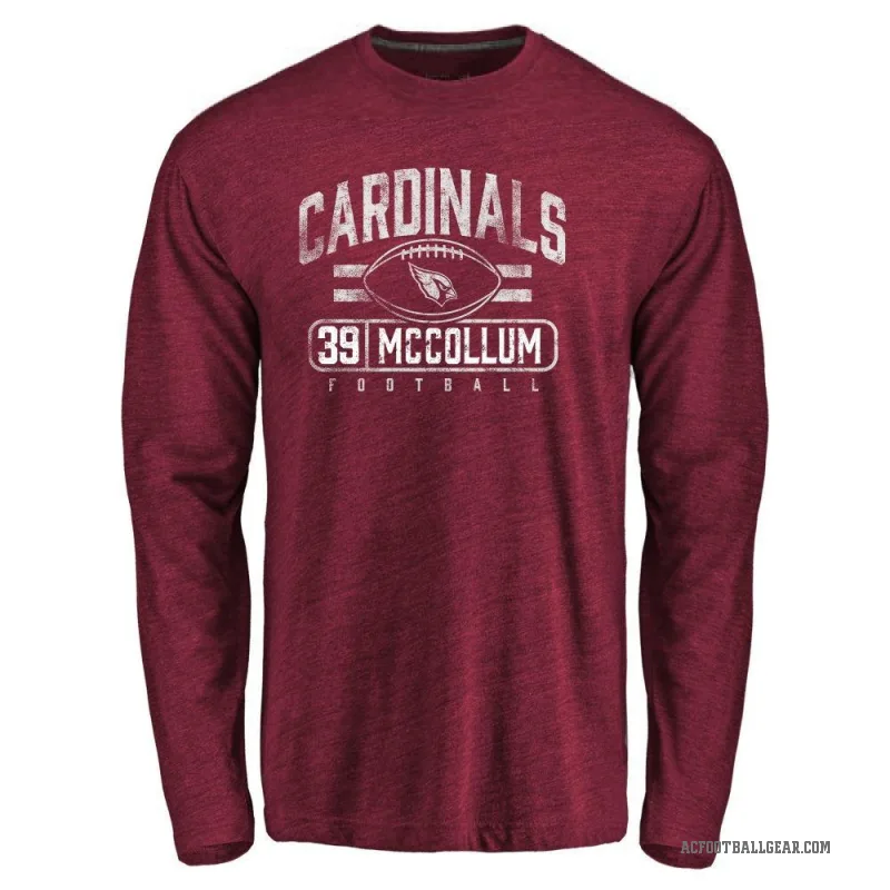 Nate McCollum Men's Arizona Cardinals Flanker Long Sleeve T-Shirt - Garnet