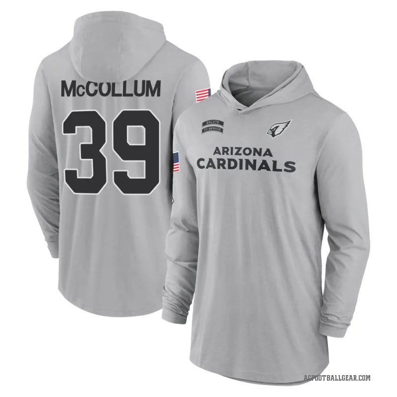 Nate McCollum Youth Gray Arizona Cardinals 2024 Salute to Service Lightweight Performance Long Sleeve Hooded T-Shirt
