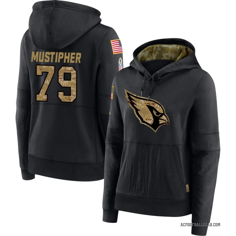 PJ Mustipher Women's Black Arizona Cardinals 2020 Salute to Service Sideline Performance Pullover Hoodie