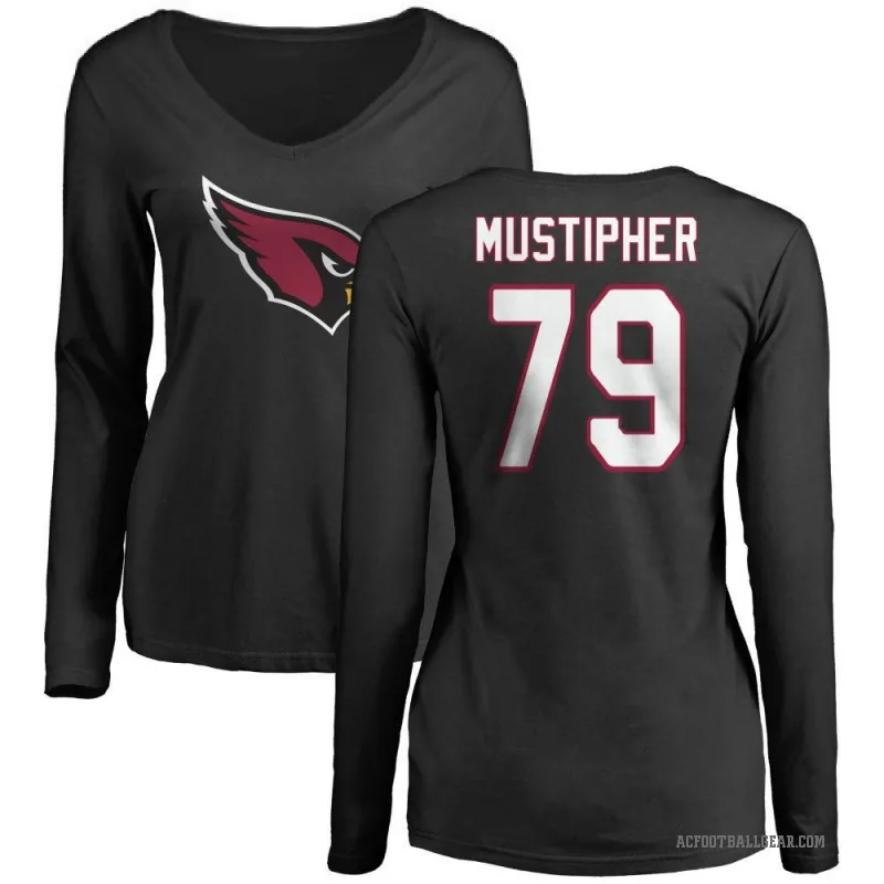 PJ Mustipher Women's Black Arizona Cardinals Logo Slim Fit Long Sleeve T-Shirt -